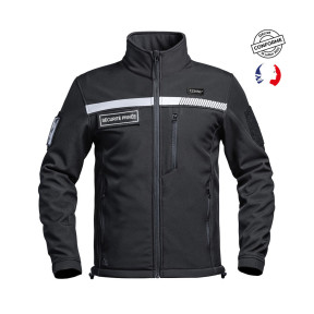 Veste softshell avec bande HV et flap Sécurité Privée Sécu-One - Noir - A10 Equipment