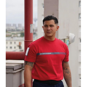 T-shirt 210g opschriften en band Brandbeveiliging Rood - Safetek by GK