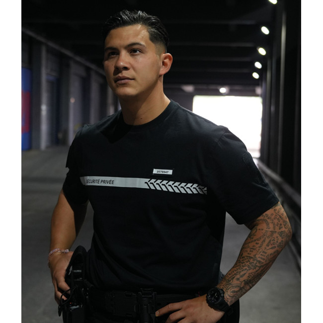 Koszulka T-shirt 210g napisy i pasek Ochrona Prywatna Czarny - Safetek by GK