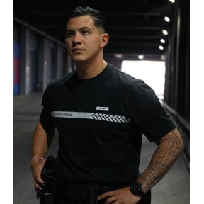 Tee Shirt 210g inscriptions et bande Sécurité Privée Noir - Safetek by GK