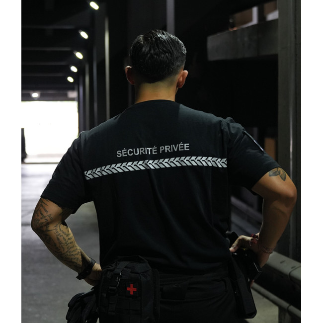 Koszulka T-shirt 210g napisy i pasek Ochrona Prywatna Czarny - Safetek by GK