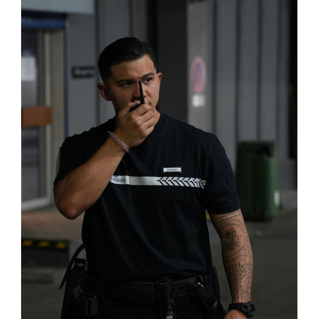 Koszulka T-shirt 210g napisy i pasek Ochrona Prywatna Czarny - Safetek by GK