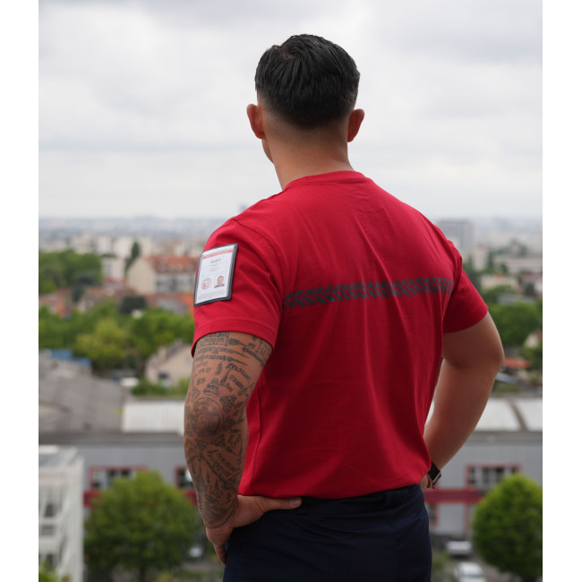 Tee Shirt 210g inscriptions et bande Sécurité Incendie Rouge - Safetek by GK