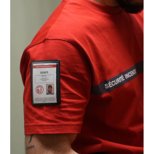 T-shirt 210g opschriften en band Brandweer Beveiliging Rood - Safetek by GK