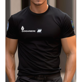 T-shirt Cooldry com velcro Gendarmerie - Preto - Patrol Equipement
