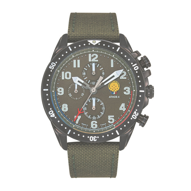 Montre Athos 4 cadran vert bracelet cuir vert - Patrouille de France