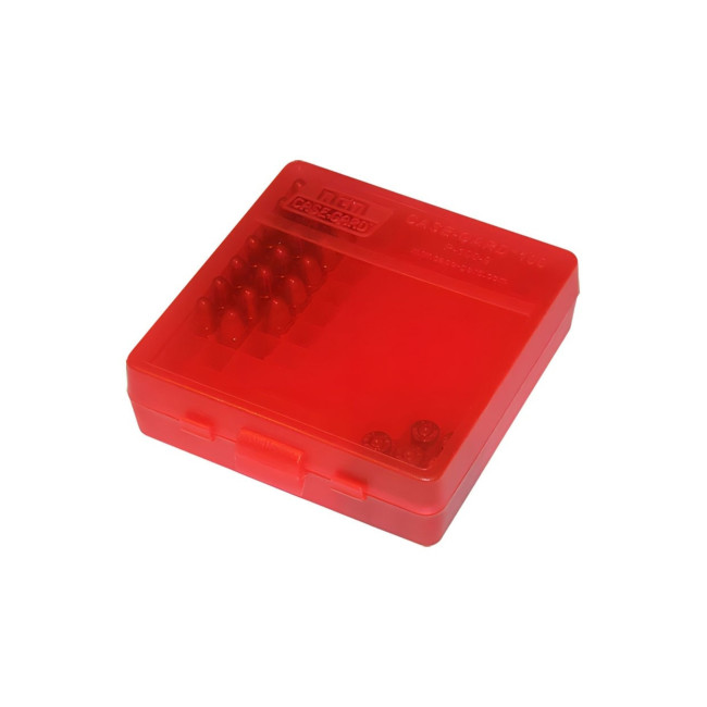 Munitiedoos 100 patronen met deksel voor .22 LR, Rood - MTM Case-Gard