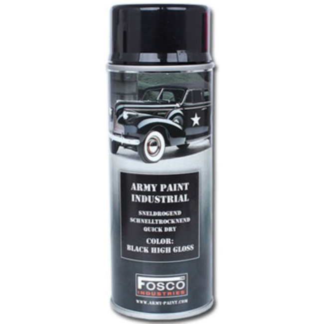Bombe de peinture militaire Noire Brillante 400 ml - Fosco Industries