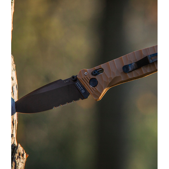 Couteau de poche Cac® S200 serration PA6 Vengeur Edition tan - TB Outdoor