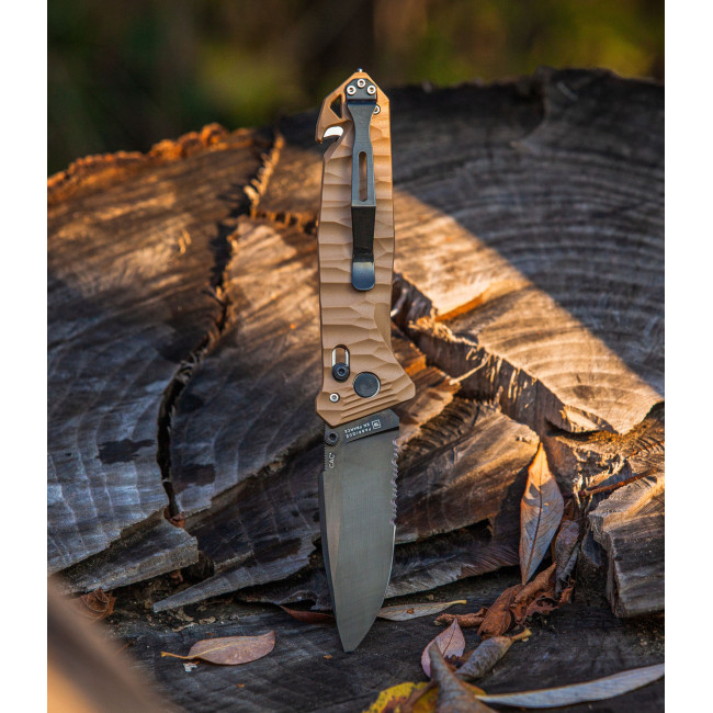 Couteau de poche Cac® S200 serration PA6 Vengeur Edition tan - TB Outdoor