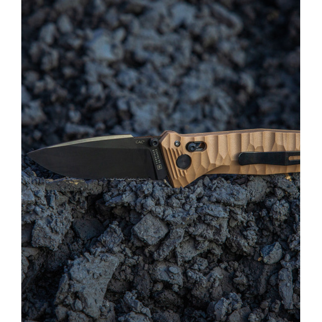 Nóż kieszonkowy Cac® S200 ząbkowany PA6 Vengeur Edition tan - TB Outdoor
