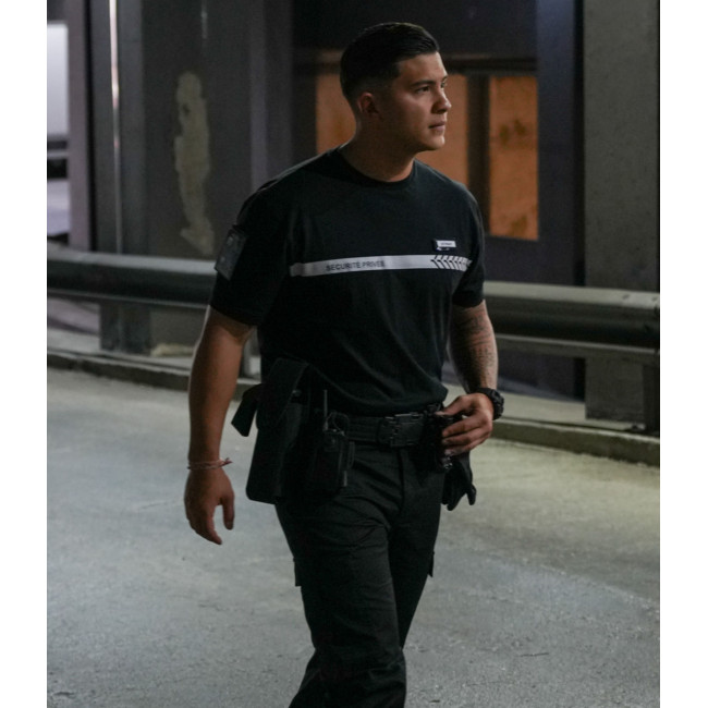 T-Shirt 210g Aufschriften und Streifen Private Sicherheit Schwarz - Safetek by GK