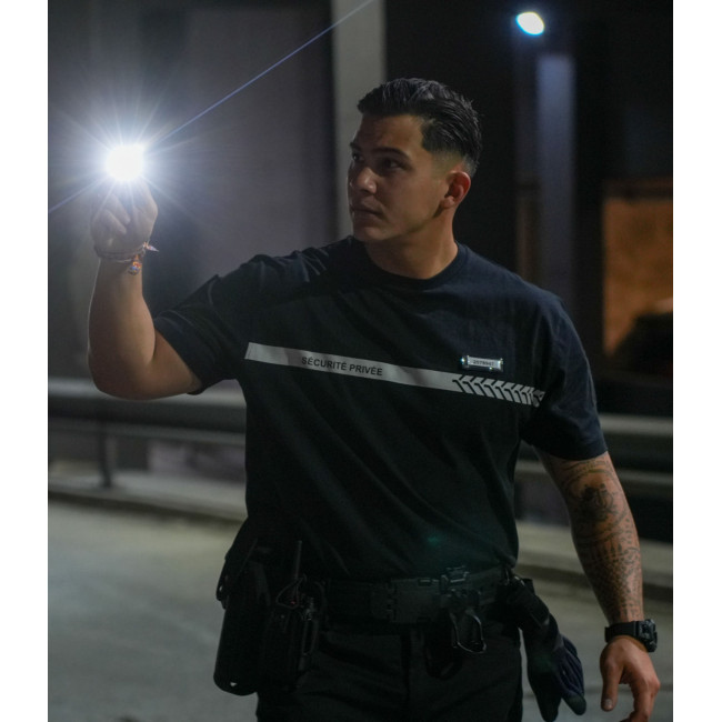 T-Shirt 210g Aufschriften und Streifen Private Sicherheit Schwarz - Safetek by GK
