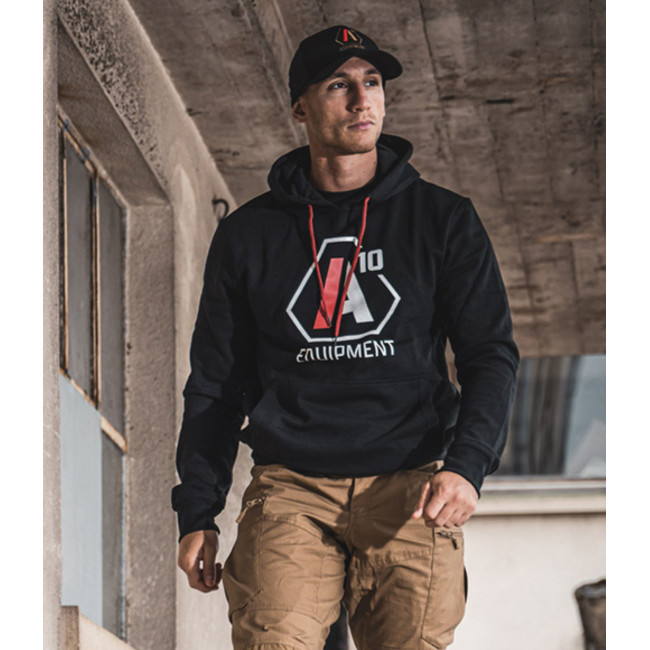 Hoodie A10 schwarz mit weißem / rotem Logo - A10 Equipment