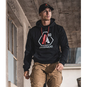Hoodie A10 zwart logo's wit / rood - A10 Equipment