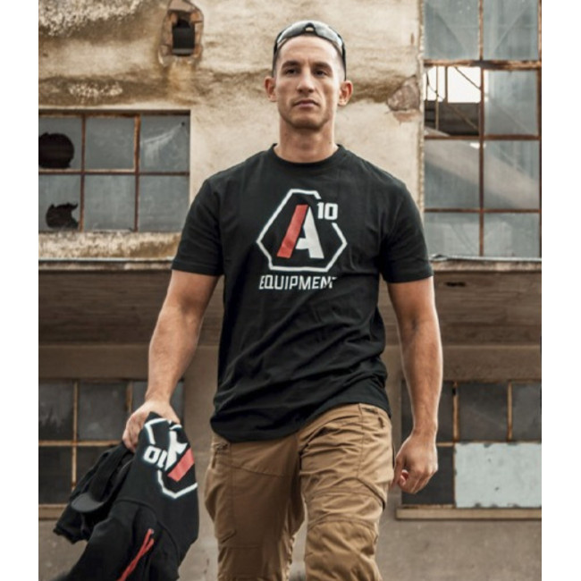 T-shirt Strong A10 noir logos blanc / rouge - A10 Equipment