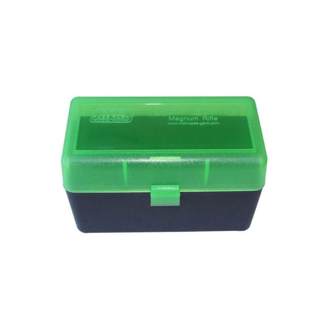 Boite à munition 50 cartouche à couvercle du 22lr au 375 Rem Verte Noire - MTM Case-Gard