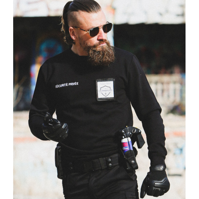 Sweatshirt Sécurité Noir avec grande fenêtre matricule - CityGuard