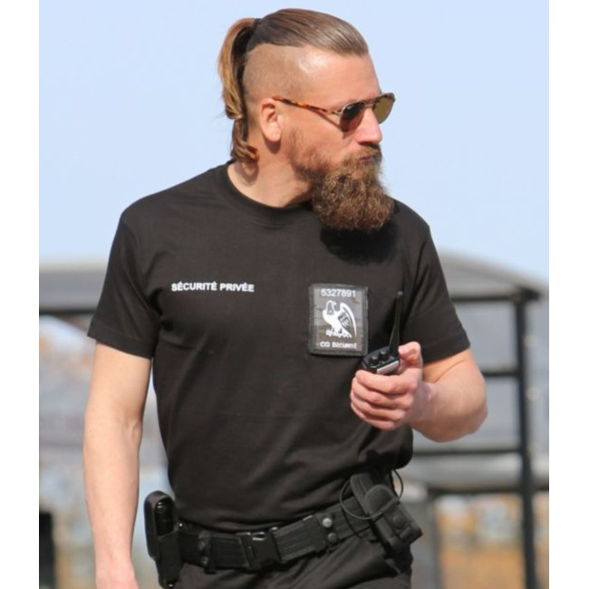 T-shirt Ochrona Czarny z dużym okienkiem na numer - CityGuard