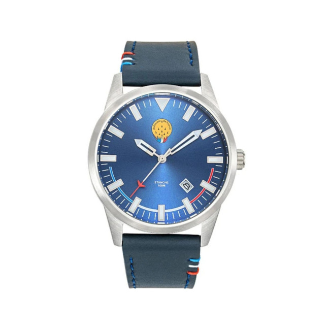 Montre AIRSHOW bracelet cuir bleu - Patrouille de France