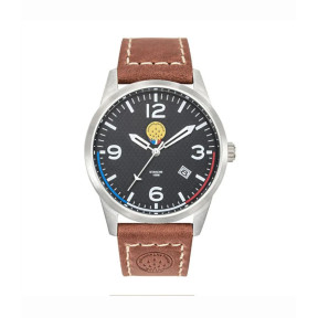 AIRSHOW Uhr mit braunem Lederarmband - Patrouille de France
