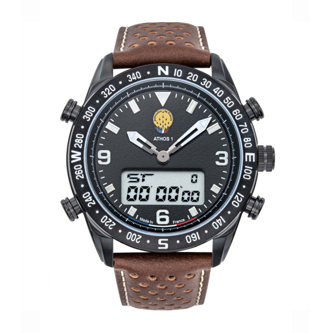 Horloge ATHOS 1 donkere leren armband - Patrouille de France