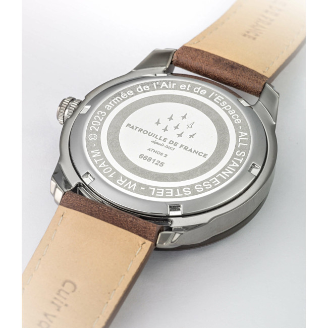 Montre ATHOS 2 bracelet cuir foncé - Patrouille de France