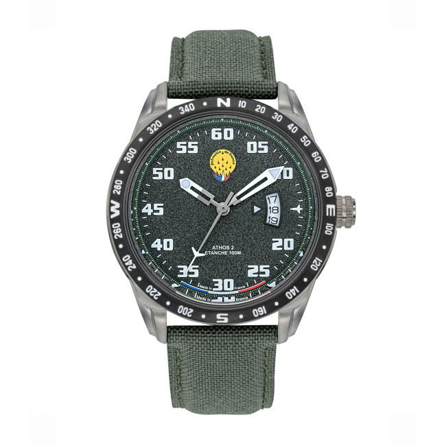 ATHOS 2 Uhr mit grünem Nylonarmband - Patrouille de France