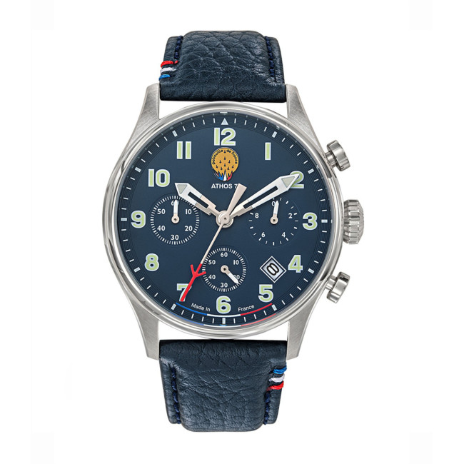 Zegarek ATHOS 7 niebieski skórzany pasek - Patrouille de France