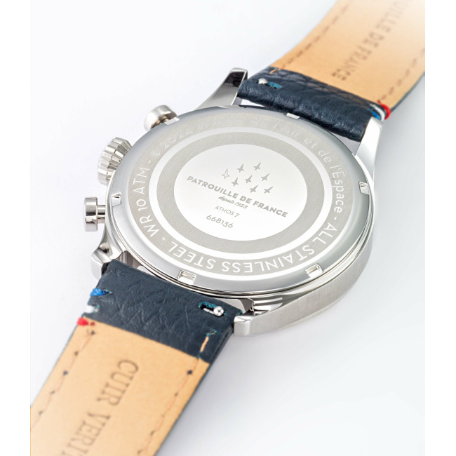 Montre ATHOS 7 bracelet cuir bleu - Patrouille de France