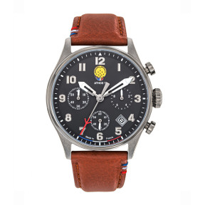 ATHOS 7 horloge bruinleren armband - Patrouille de France