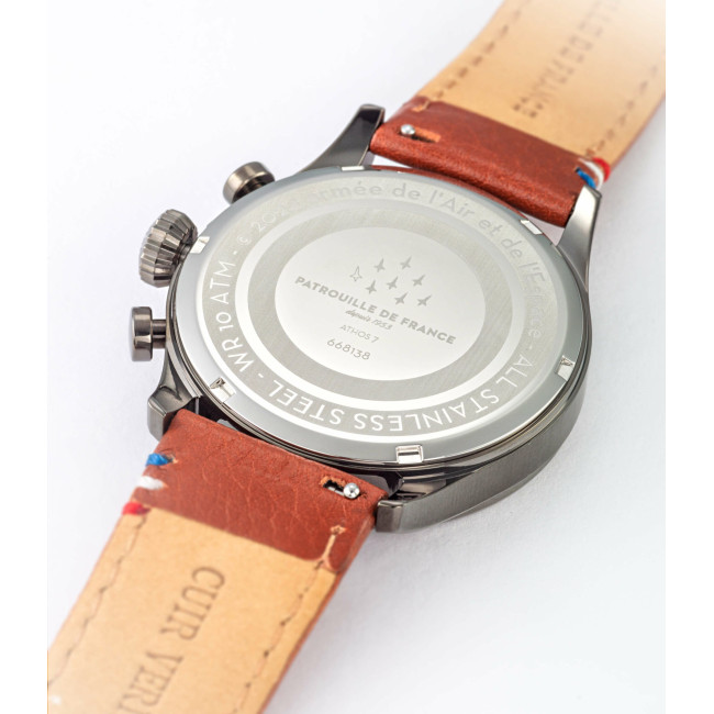 Montre ATHOS 7 bracelet cuir marron - Patrouille de France