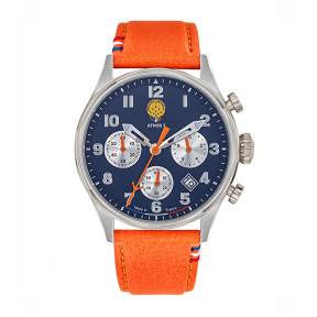 ATHOS 7 Uhr mit orangefarbenem Lederarmband - Patrouille de France
