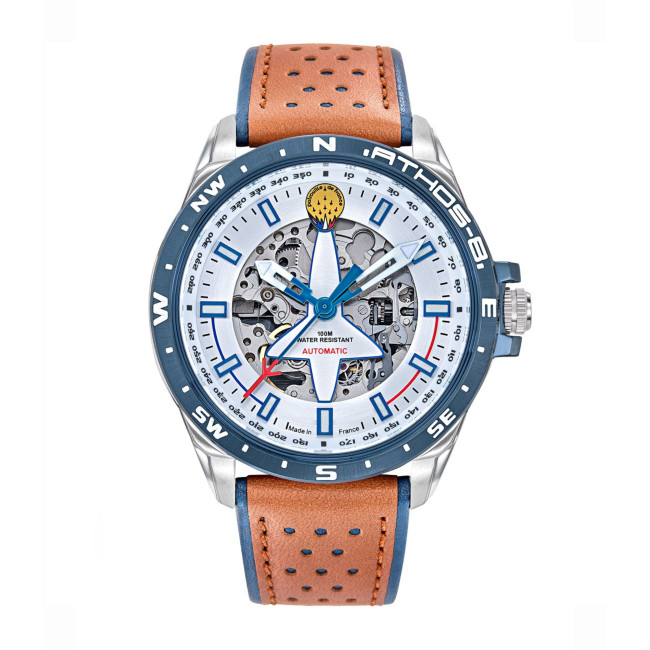 Montre ATHOS 8 bracelet cuir et cadran blanc - Patrouille de France