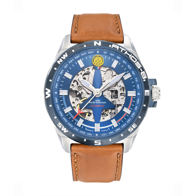 Montre ATHOS 8 bracelet cuir et cadran bleu - Patrouille de France