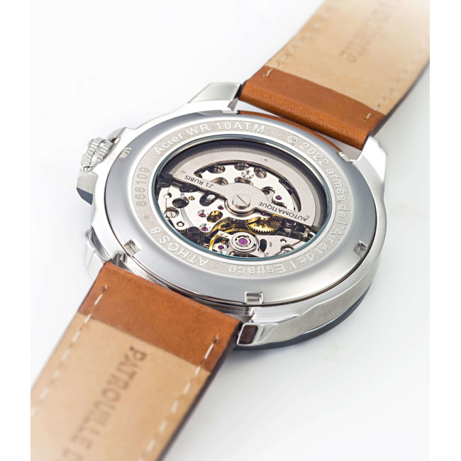 Montre ATHOS 8 bracelet cuir et cadran bleu - Patrouille de France