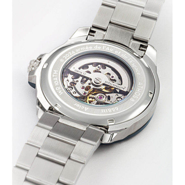 ATHOS 8 horloge metalen armband en witte wijzerplaat - Patrouille de France