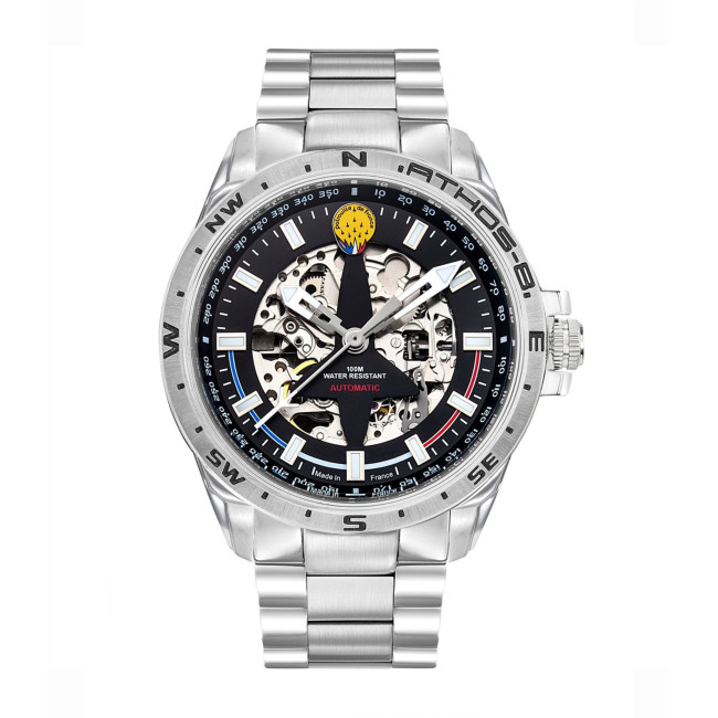 ATHOS 8 Uhr mit Metallarmband und schwarz/grauem Zifferblatt - Patrouille de France