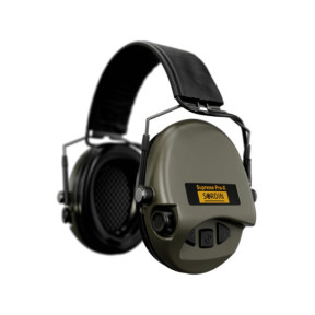 Casque anti-bruit avec serre-tête en cuir noir Suprême Pro-X SLIM (SNR : 26db) - Vert Olive - MSA Sordin