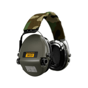 Hełm przeciwhałasowy Suprême Pro-X LED oliwkowy pałąk tkanina camo - MSA Sordin