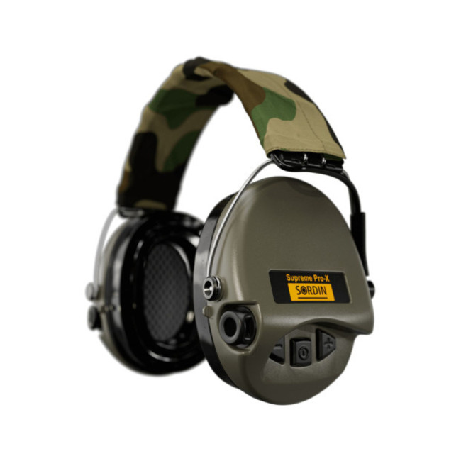 Casque anti-bruit Suprême Pro-X LED vert olive serre-tête tissu camo - MSA Sordin