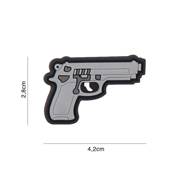 Parche de arma de 9 mm en 3D PVC - gris - 101 Inc