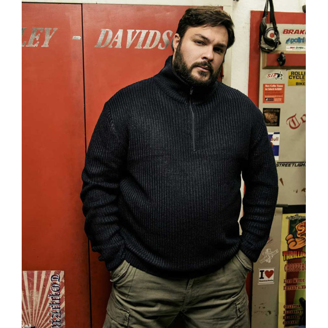 Pull col V zippé Noir - Brandit