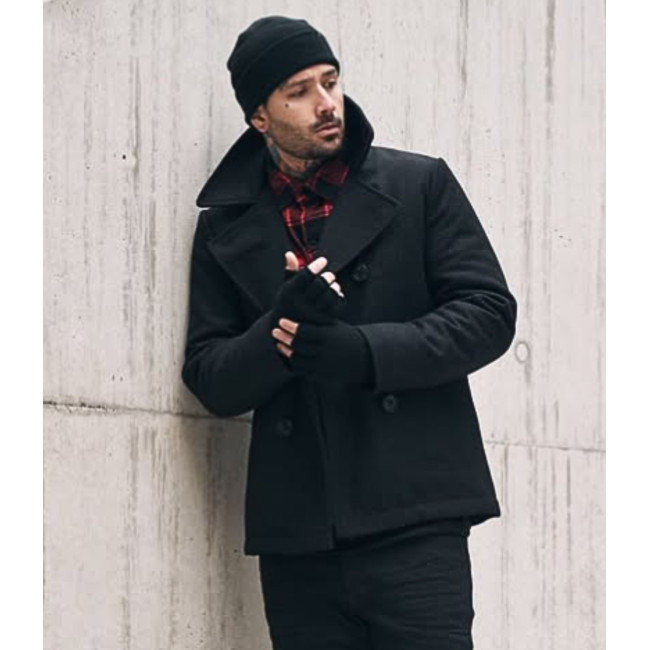 Manteau caban Marin laine Pea Coat Noir - Brandit