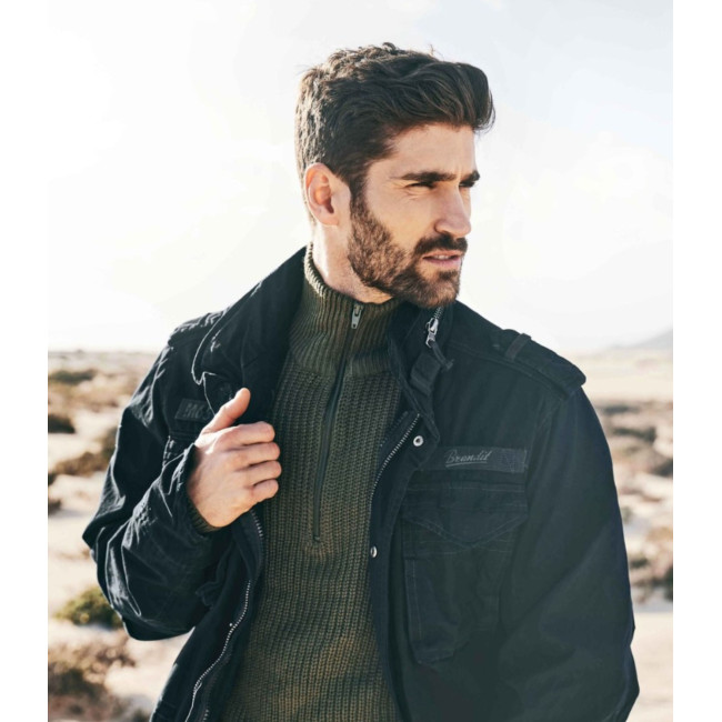 Pull col V zippé Vert - Brandit