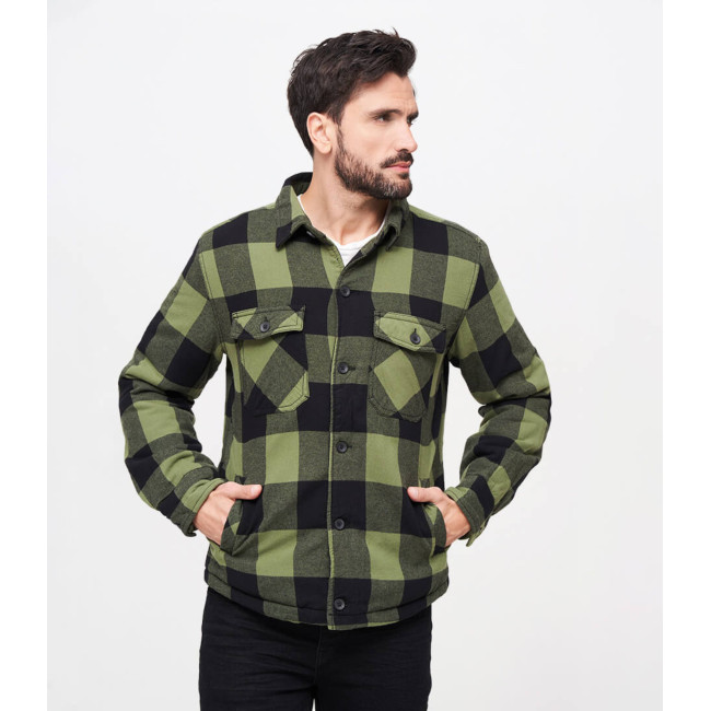 Gesteppte Flanelljacke schwarz/oliv - Brandit