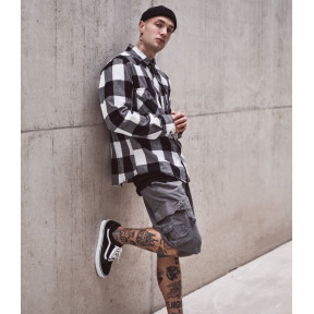 Gesteppte Flanelljacke weiß/schwarz - Brandit