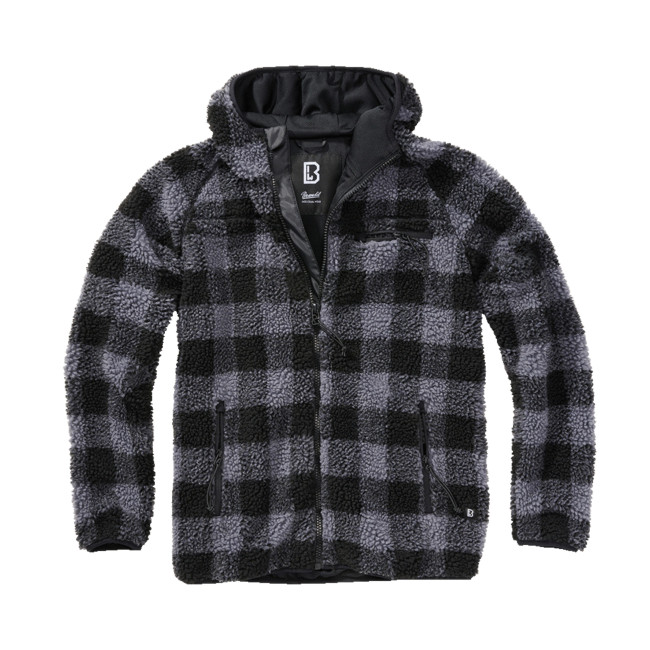 Fleecejacke mit Kapuze schwarz/grau - Brandit