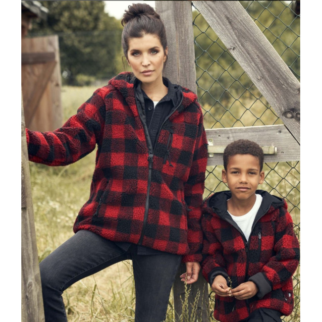 Damen Fleecejacke mit Kapuze rot/schwarz - Brandit