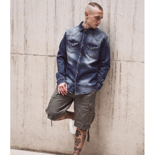 Chemise Jean Vintage Riley Denim effet froissé bleue - Brandit
